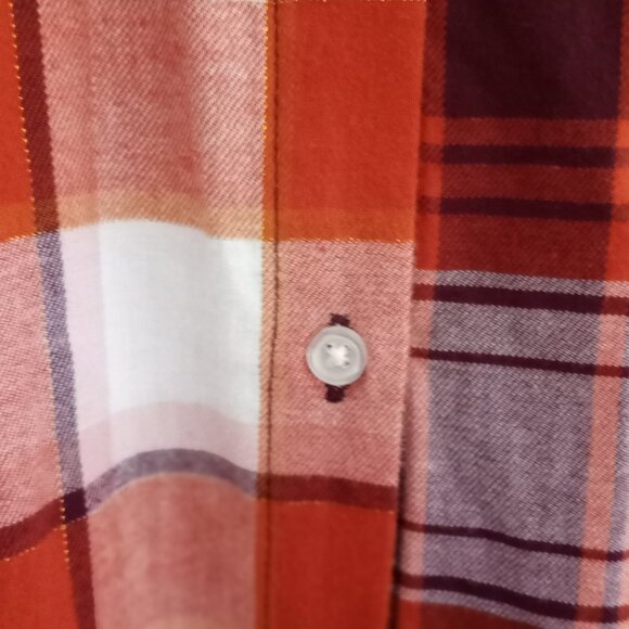 'CATO' NWT Plaid Shirt Size XL Burnt Orange/White, etc 100%Cotton - Picture 5 of 13